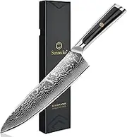 Sunnecko 8 Inch Chef Knife Professional, Sharp Kitchen Knife Damascus Chefs Knife Vg10 High Carbon Stainless Steel