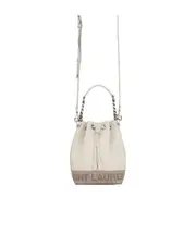 rive gauche mini bucket bag in canvas and leather One size White