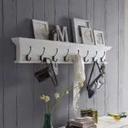 Halifax Coat Hanger Wall Unit 8 Hook - White