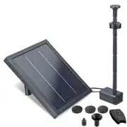 Protege Water Feature Fountain Pond Pump, w/ Solar Panel, Lithium Battery, Remote Control, Nozzle kit