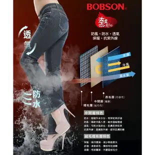 BOBSON 女款熱感IN小直筒牛仔褲 8038-87