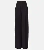[Max Mara] Max Mara Laccato high-rise cady wide-leg pants UK 2 black