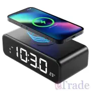 Digital Alarm Clock Wireless + USB-A & USB-C Smartphone Charger Bluetooth Audio