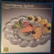 Crystal Happenings Egg Relish Dish NEW with original box