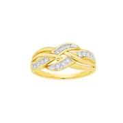 9ct Gold Diamond Crossover Swirl Ring
