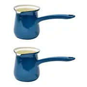 2PK Coffee Culture Enamel 450ml Turkish Coffee Pot Maker Stovetop Brewing Teal