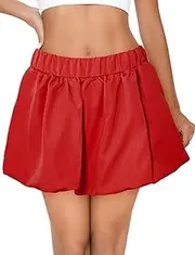 [KEOYA] Women Bubble Mini Skirt High Waist A-Line Pleated Short Skirt Sexy Y2K Cute Puffy Balloon Skirt for Party Casual