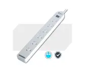 Sansai 6-Way Power Board (137P) with Master Switch Overload Protecte Reset button Indicator Light 100CM Lead 240VAC 10A