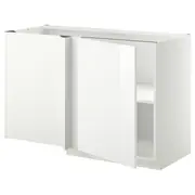 METOD corner base cabinet with shelf, white/Ringhult white, 128x68x80 cm