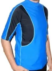 Radicool NWT SUN TOP ROYAL BLUE BLACK PANEL SHORT SLEEVE RASH Vest Medium mens