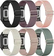 TUCOMO 6Pack Stretchy Nylon Bands Compatible with Fitbit Charge 6/5 Bands, Loop Elastic Straps for Fitbit Charge 5/6 Men Women