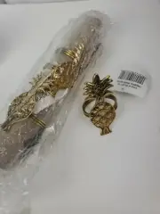 Brass Pineapple Napkin Rings 4-Piece Holders New