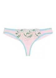Dora Larsen Rue Floral-embroidered Tulle Thong - Light Pink 10 (UK 10 / S)