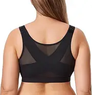 [DELIMIRA] Women's Inbarely Plus Front Closure Bras Posture Wireless Full Coverage Plus Size Unlined Bra