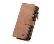 C62 Brown Smartphone Cover Zipper Credit Card Holder Leather Bumper Wallet Type Protective Shell for Iphone 13 Case