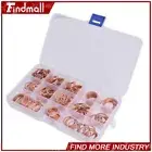 280pcs Assorted Solid Copper Crush Washers Seal Flat Ring Hydraulic Fittings Set