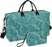 Large Travel Bag Large Carry On Bag Travel Tote Gym Bag with Adjustable Strap for Gym 2 Pcs Set, Lightning