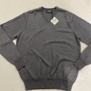 Jeremy Argyle NYC Merino Wool Knit Gray Button VNeck Sweater Sz XL NWT
