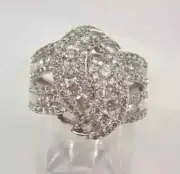 3Ct Round Cut Moissanite Eternity Cluster Wedding Ring 925 Sterling Silver