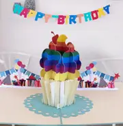 Handmade Rainbow Cupcake 3D Pop Up Birthday Card