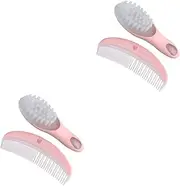 COOLHIYA 2 Sets Newborn Hair Brush Comb Kit Static-Free Smooth Gentle on Baby's Head Promotes Circulation Brain Development