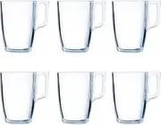 Luminarc New Set of 6 Breakfast Mugs Coffee Glass for Microwave 40cl, Black