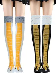 [lokxmve] Chicken Leg Socks,Knee Thigh High Socks, Funny Thigh Knee High Stockings Women Men Gifts, Funny Chicken Socks, Novelty 3D Cartoon Socks
