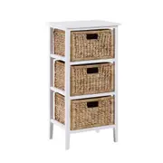 Mica Chest Tallboy Storage Unit Cabinet with 3 baskets white