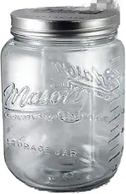 [Grant Howard] 51092 136 Ounce Classic Wide Mouthed Embossed Glass Mason Storage Jar Storage Container with Airtight Screw On Closing Lid