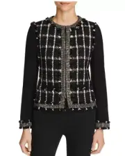 Tory Burch Marisol Black Holiday Stitch Plaid Gorgeous Jacket Size 8 NWT