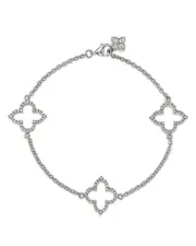Bloomingdale's Fine Collection Diamond Clover Station Bracelet in 14K White Gold, 0.38 tcw
