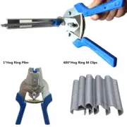 600pcs M Clips M-Rings Hog Ring Pliers Kit for Fence Poultry Bird Cage Fastening