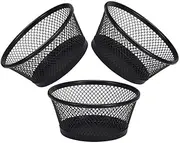 TEHAUX 3Pcs Paper Clip Holder Mesh Paper Clip Dispenser Metal Wire Mesh Desk Basket Sundries Organizer Tray for Home Office School Black
