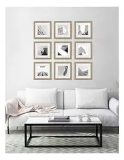 Gallery Wall Set - 9 Square Natural Oak Photo Frames