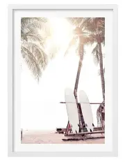[Profile Australia] Australian Made Surfboard Sunrise Art Print A1 Frame in White