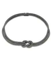 John Hardy Black Rhodium-Plated Sterling Silver Love Knot Double Woven Chain Statement Necklace, 16