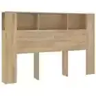 Wooden Headboard Bed Storage Shelf Rack Head Bedhead Sonoma Oak Queen Size 160cm