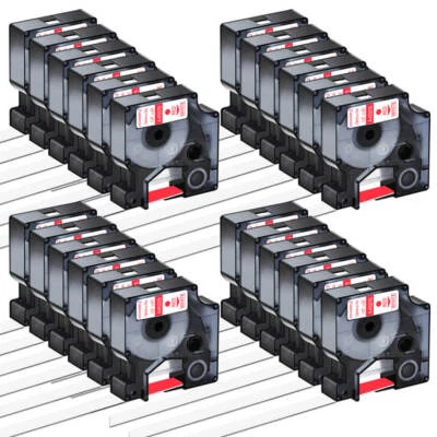 Compatible DYMO D1 LabelManager 45015 Red/White Label Tape 1/2" S0720550 24Packs