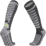 [VKEID] Ski Socks Long Ski Socks Outdoor Sports Thickened Mountaineering Socks Towel Bottom Sweat Absorbent Warmth (Color : Dark Grey, Size : Large)
