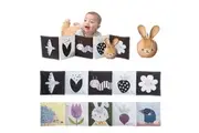 Taf Toys Bunny Pram Book Toy Set High Contrast Black White Infant Visual Stimulation Soft Fabric for Newborn Cognitive Development Baby Essential Montessori Toy for 0-6 Months