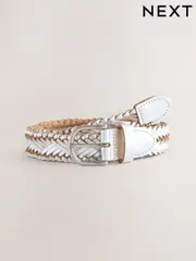 Silver Hand Plaited Leather Belt (F41771) | $45