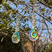 IA suncatchers Hanging Crystals, 76mm AB Water Drop Suncatchers with Crystal Chandelier Beads String, Window Suncatchers Ornament Rainbow Make for car,Ceiling,Wedding, Party, Mom,Daughter Gift(2 pcs)