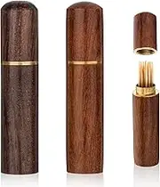 2Pack Toothpick Holder Portable Wood Toothpick Case Waterproof Handmade Craft Toothpick Pocket Box Mini Toothpick Box for Storage Toothpick Needle Pill Bead Ear Pick Cotton Swab and Other Small Object