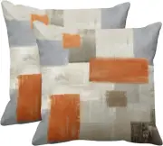 Emvency Set of 2 Orange Beige and Grey Throw Pillow Covers Modern Abstract Paint