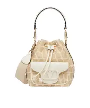 Valentino VLogo Drawstring Bucket Bag One size Nude