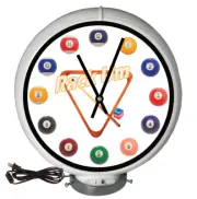 Pool Room Rack Billiards White Lighted Gas Pump Globe Advertising Quartz Clock