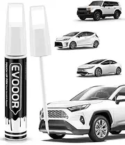 EVOOOR 040 Super White/Ice Cap Touch Up Paint Compatible with Toyota Exact Match 2 in 1 Touch up Paint for Chips and Nicks Repair