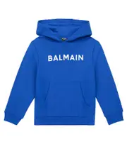 [Balmain Kids] Balmain Kids Logo cotton jersey hoodie Y 14 blue