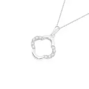 Silver Plain & Cz Clover Pendant in Clear