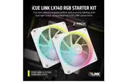 Corsair LX140 White, Dual -iCUE LINK LX140 RGB 140mm PWM Fans Starter Kit - White